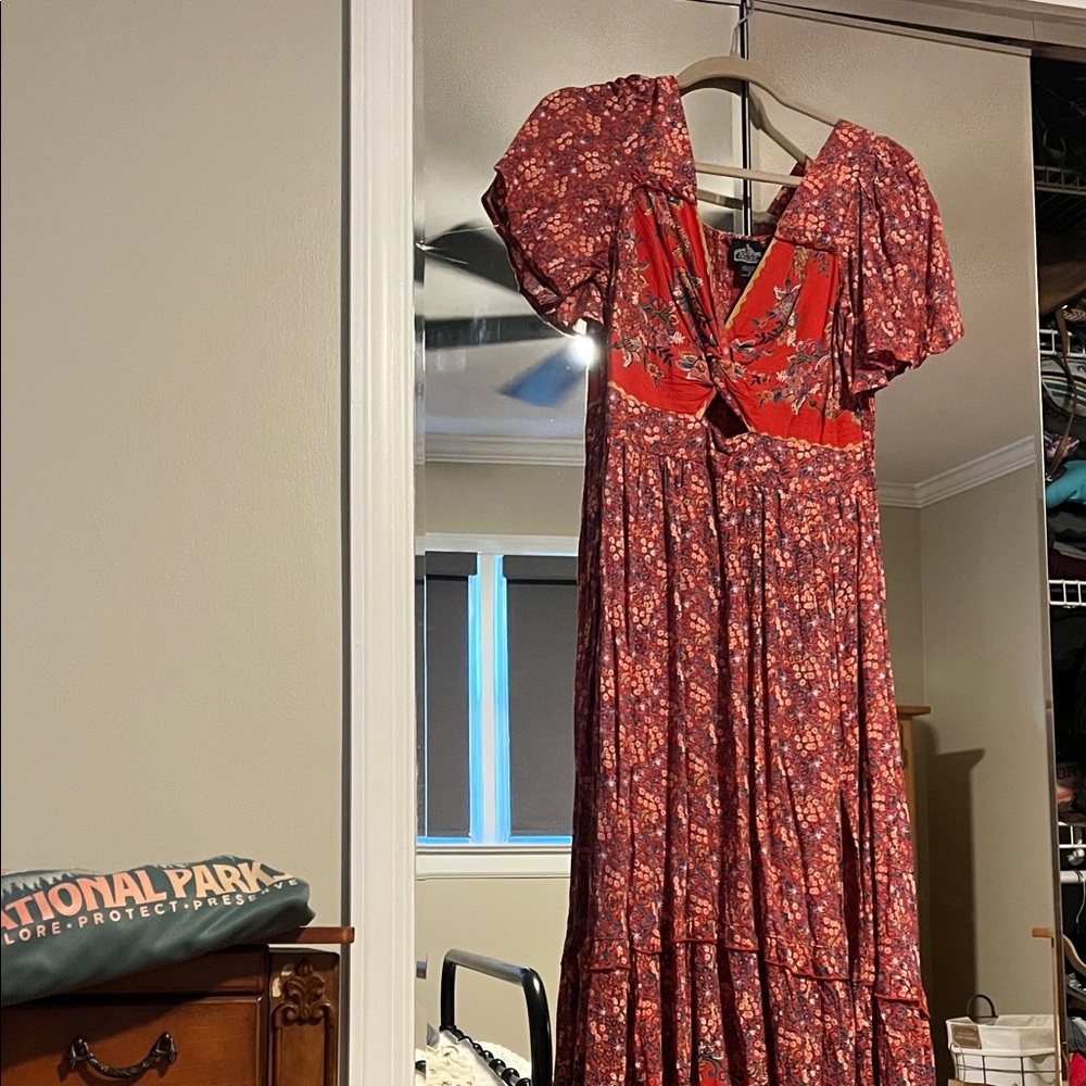 Angie Red Floral Maxi Dress